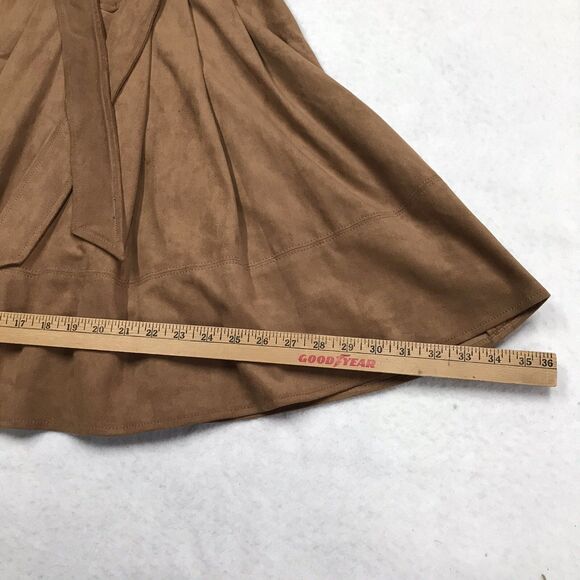ANTHROPOLOGIE Akemi Kin Skirt Women 0 (26x36) Mocha Faux Suede Tulip Belt Pleat - Picture 9 of 12